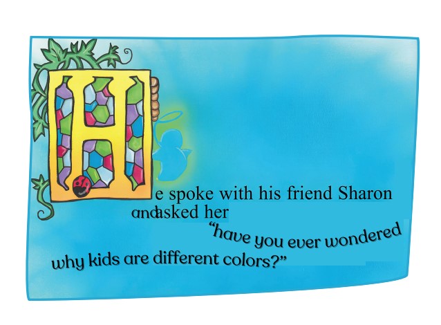 Douglas asks Sharon why children are different colors - Cherub The Human Race illustration