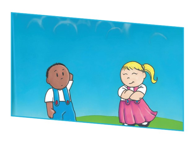 Douglas asks Sharon why children are different colors - Cherub The Human Race illustration