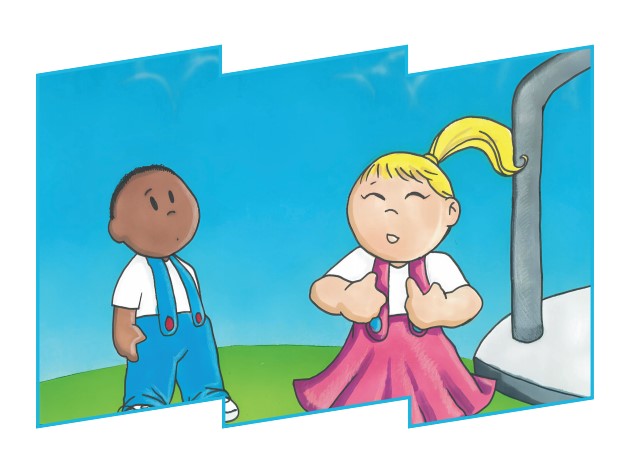 Douglas asks Sharon why children are different colors - Cherub The Human Race illustration